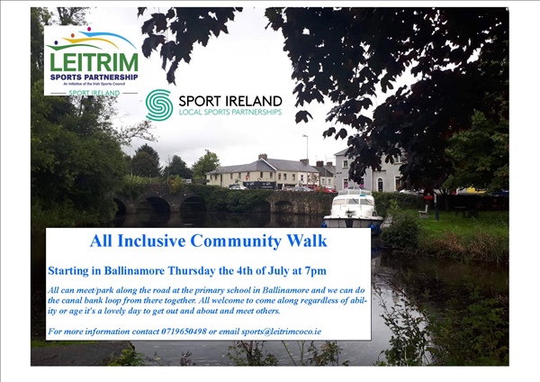 Inclusive Community Walking Group Ballinamore every Thursday at 7pm